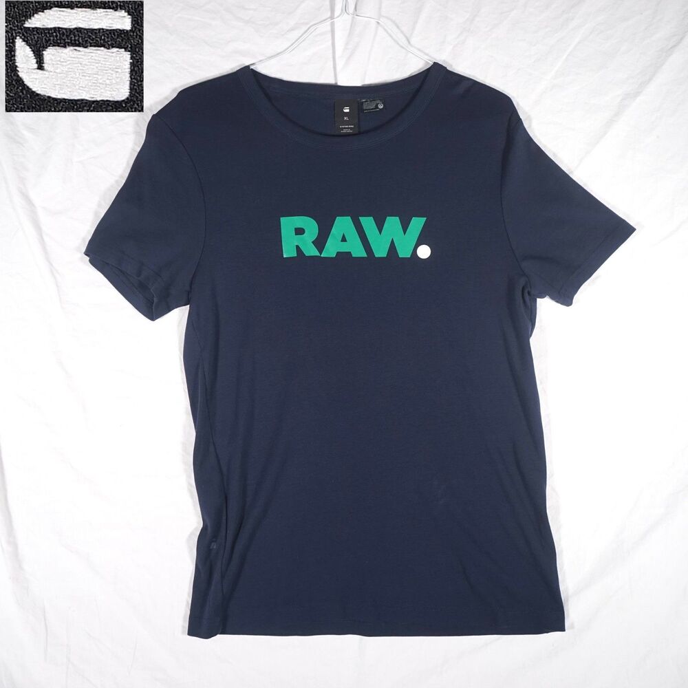 G-Star RAW Spellout T-Shirt XL Slim Fit Blue Green